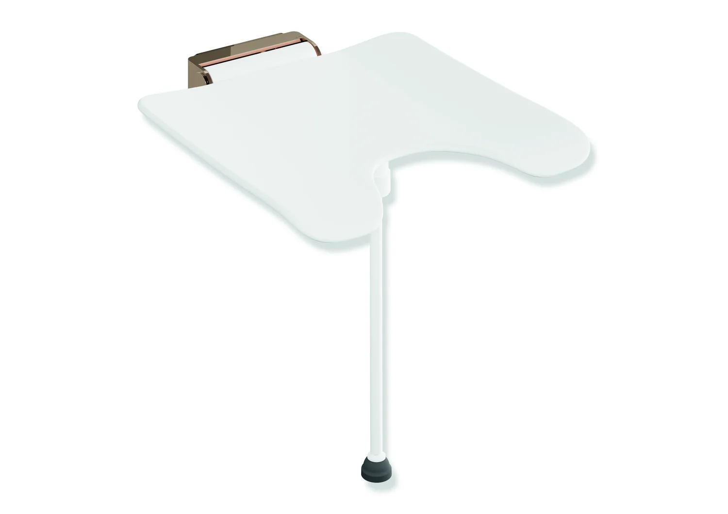 HEWI Klappsitz System 900, Wandkonsole aus Edelstahl PVD, Sitzfläche 450x450 mm, Höhe 112 mm, Farbe Kupfer glänzend
