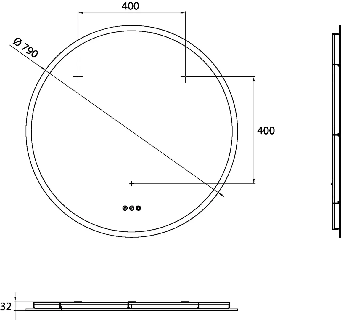 LED-Lichtspiegel pure++ Durchmesser 790mm mit Spiegelheizung