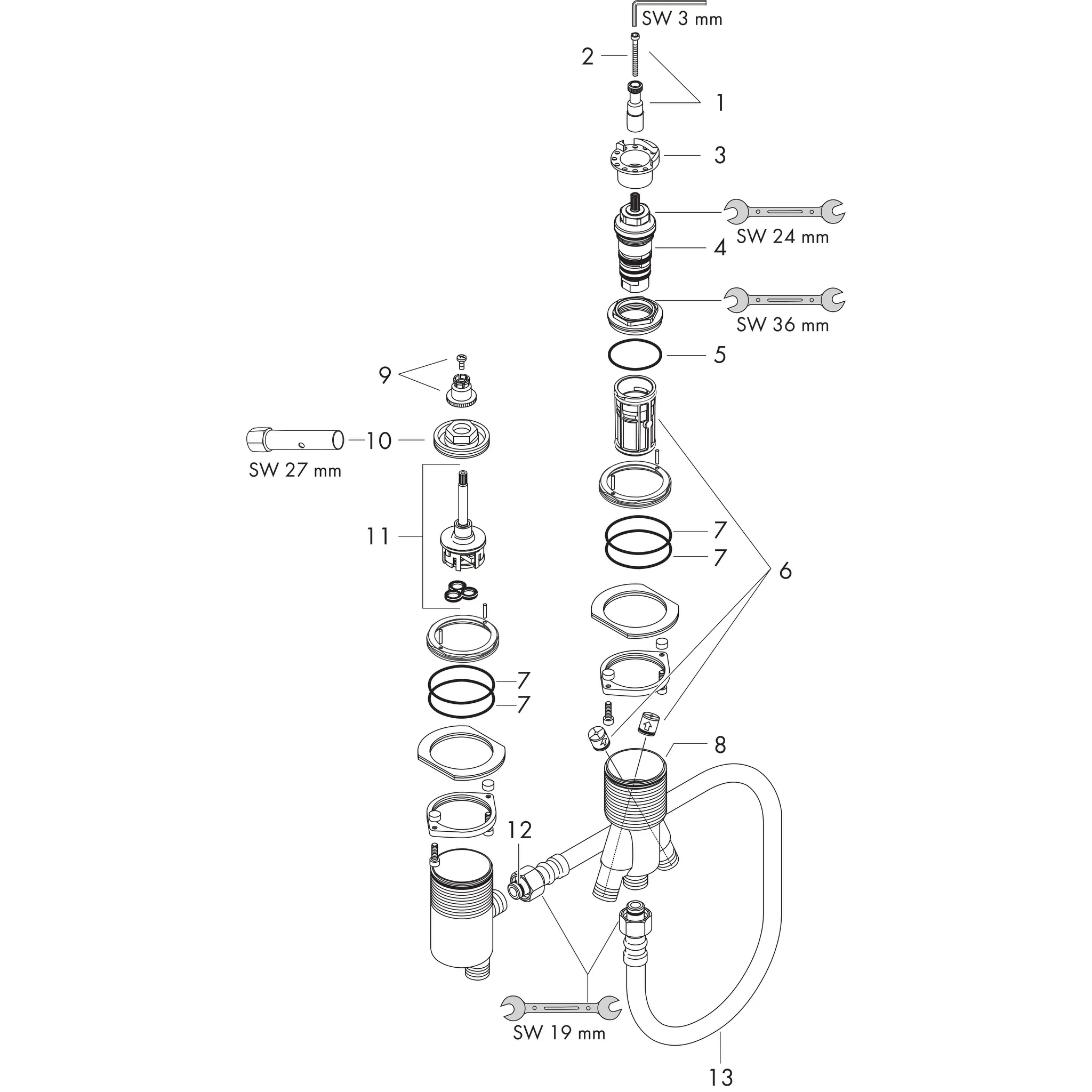 Grundset Wannenrandthermostat für externen Auslauf Grundset Wannenrandthermostat für externen Auslauf
