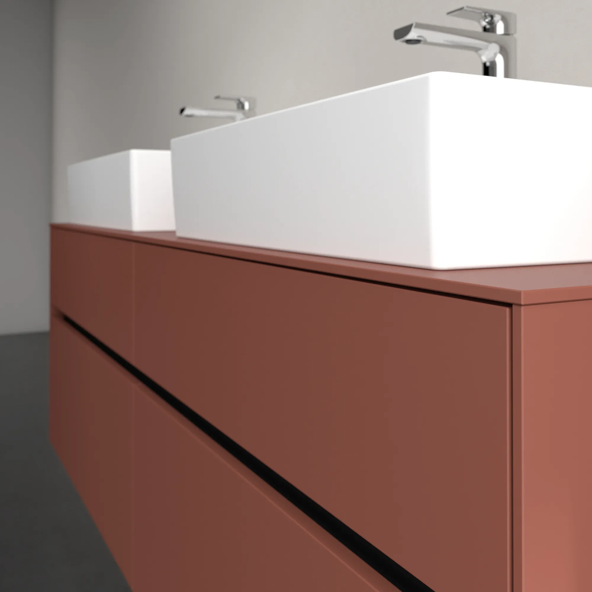 Villeroy & Boch Waschtischunterschrank „Collaro“ 1600 × 548 × 500 mm Wine Red, ohne Beleuchtung, für links und rechts Villeroy & Boch Waschtischunterschrank „Collaro“ 1600 × 548 × 500 mm Wine Red, ohne Beleuchtung, für links und rechts