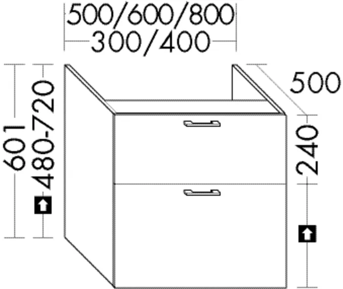 burgbad Waschtischunterschrank „Sys30“ 340 × 641 × 540 mm in Weiß Matt