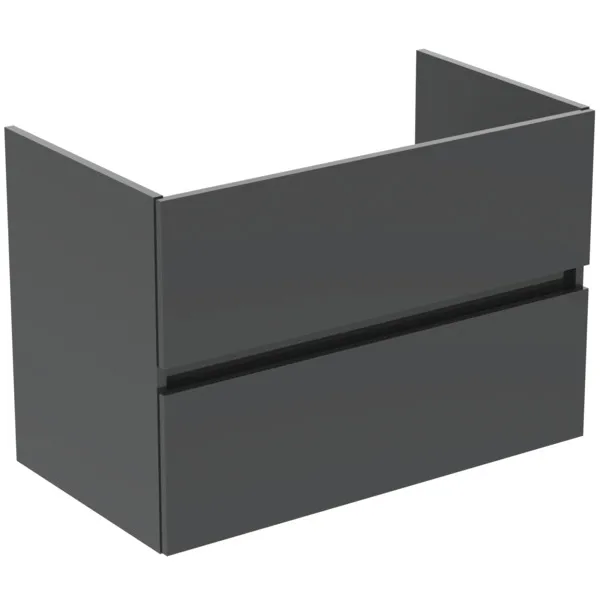 Möbelpaket Eurovit+ mit Waschtisch 81cm Weiß und Unterschrank 80cm 2 Auszüge Hochglanz grau lackiert
