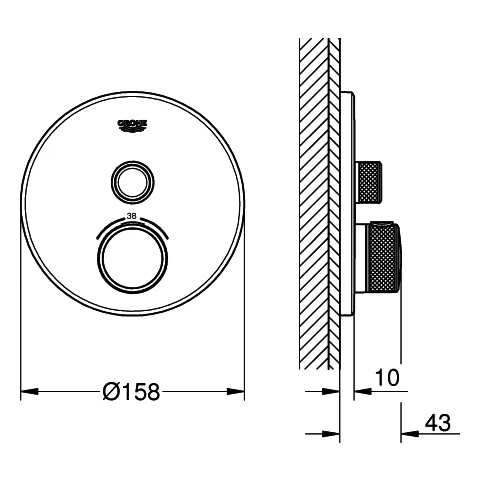 Thermostat Grohtherm SmartControl 29118, mit einem Absperrventil, Fertigmontageset für Rapido SmartBox, Wandrosette rund Thermostat Grohtherm SmartControl 29118, mit einem Absperrventil, Fertigmontageset für Rapido SmartBox, Wandrosette rund