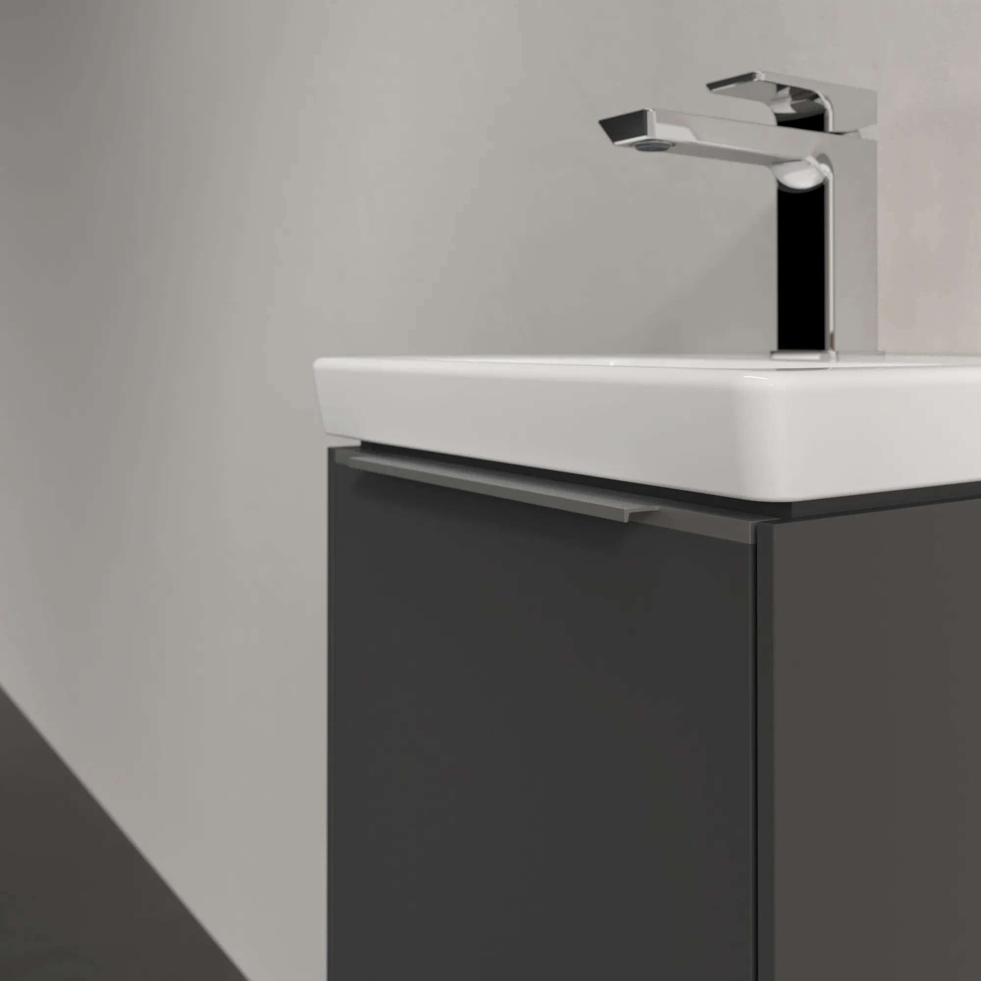 Villeroy & Boch Waschtischunterschrank mit Tür „Subway 3.0“ für Schrankwaschtisch 351 × 429 × 309 mm Graphite, 1 Tür, für Becken mittig, Anschlag rechts Villeroy & Boch Waschtischunterschrank mit Tür „Subway 3.0“ für Schrankwaschtisch 351 × 429 × 309 mm Graphite, 1 Tür, für Becken mittig, Anschlag rechts