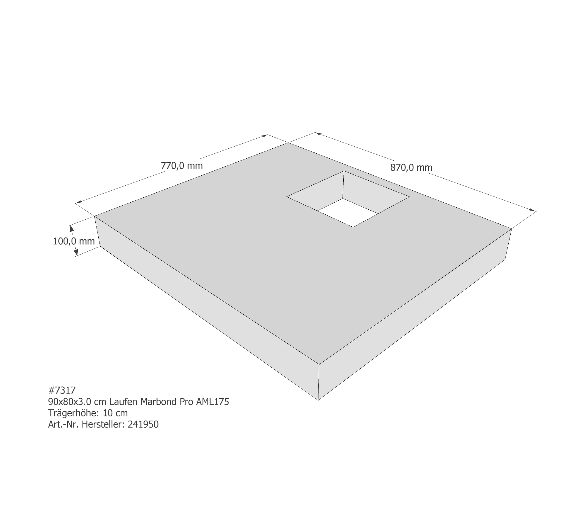 Duschwannenträger passend für Laufen Marbond_Pro 90 × 80 × 3 cm Duschwannenträger passend für Laufen Marbond_Pro 90 × 80 × 3 cm