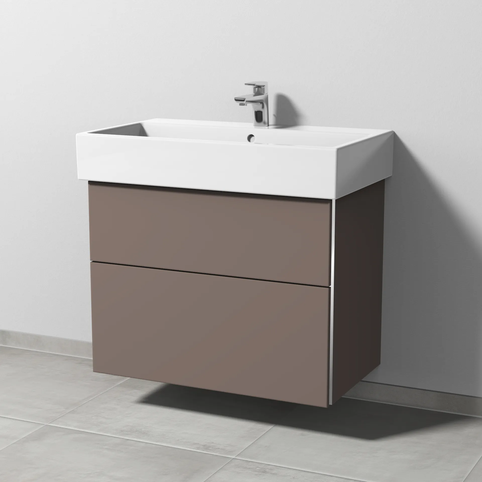 Sanipa Waschtischunterschrank „3way“ passend zu Keramik-Waschtische Vero Air von Duravit 750 × 591 × 447 mm in Taupe (matt)