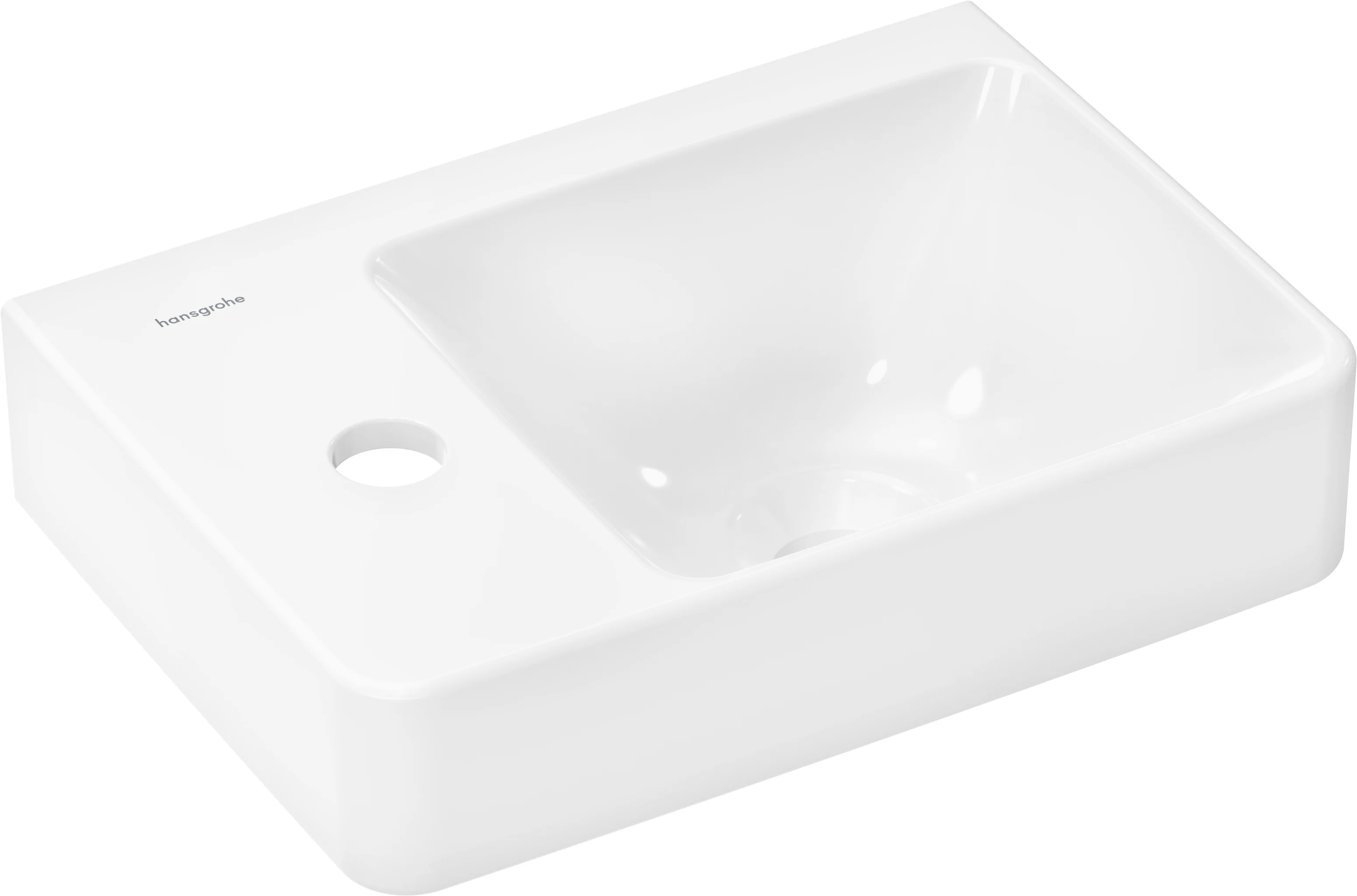 Hansgrohe Xelu Q Handwaschbecken, Keramik, glänzend, 360x250 mm, wandhängend, mit Ablage links, ohne Überlauf