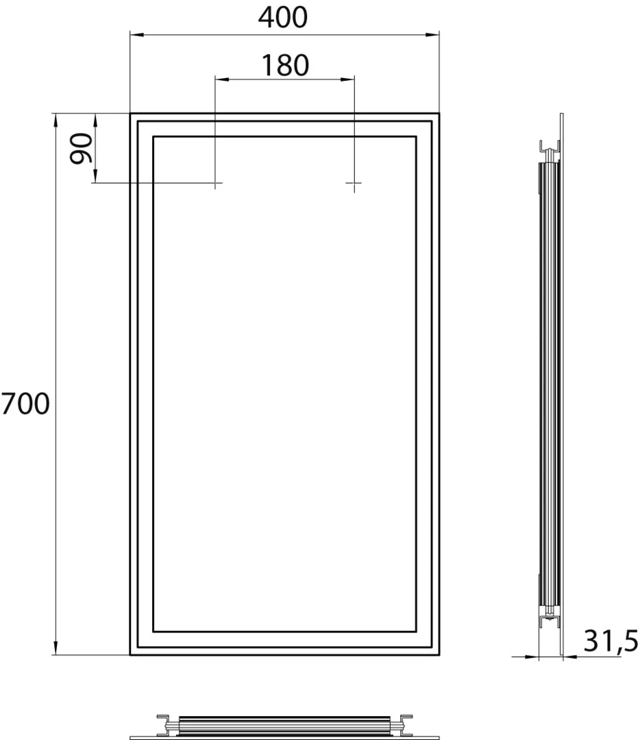 Lichtspiegel MI 180, 400 x 700 mm4000K, Raumschaltung IP 20