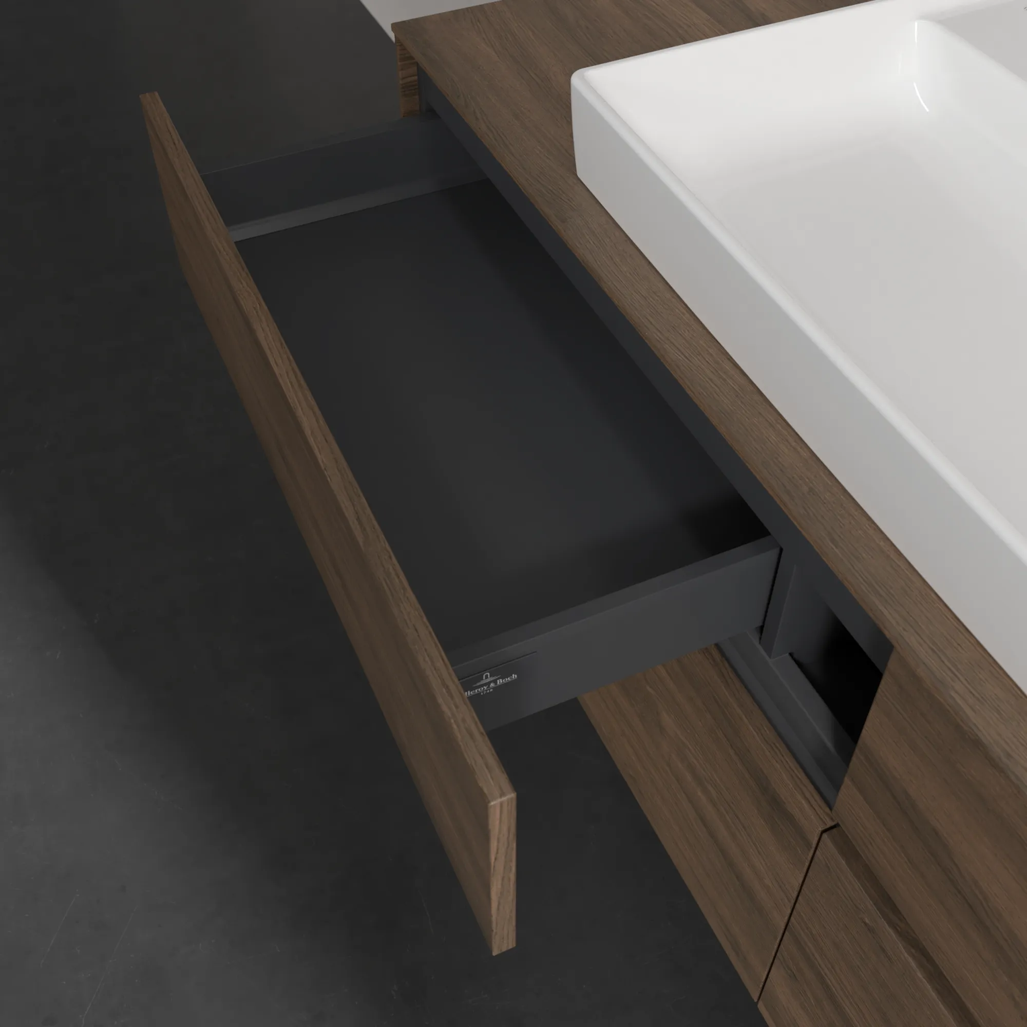 Villeroy & Boch Waschtischunterschrank „Collaro“ 1600 × 548 × 500 mm Arizona Oak, ohne Beleuchtung, für Becken mittig