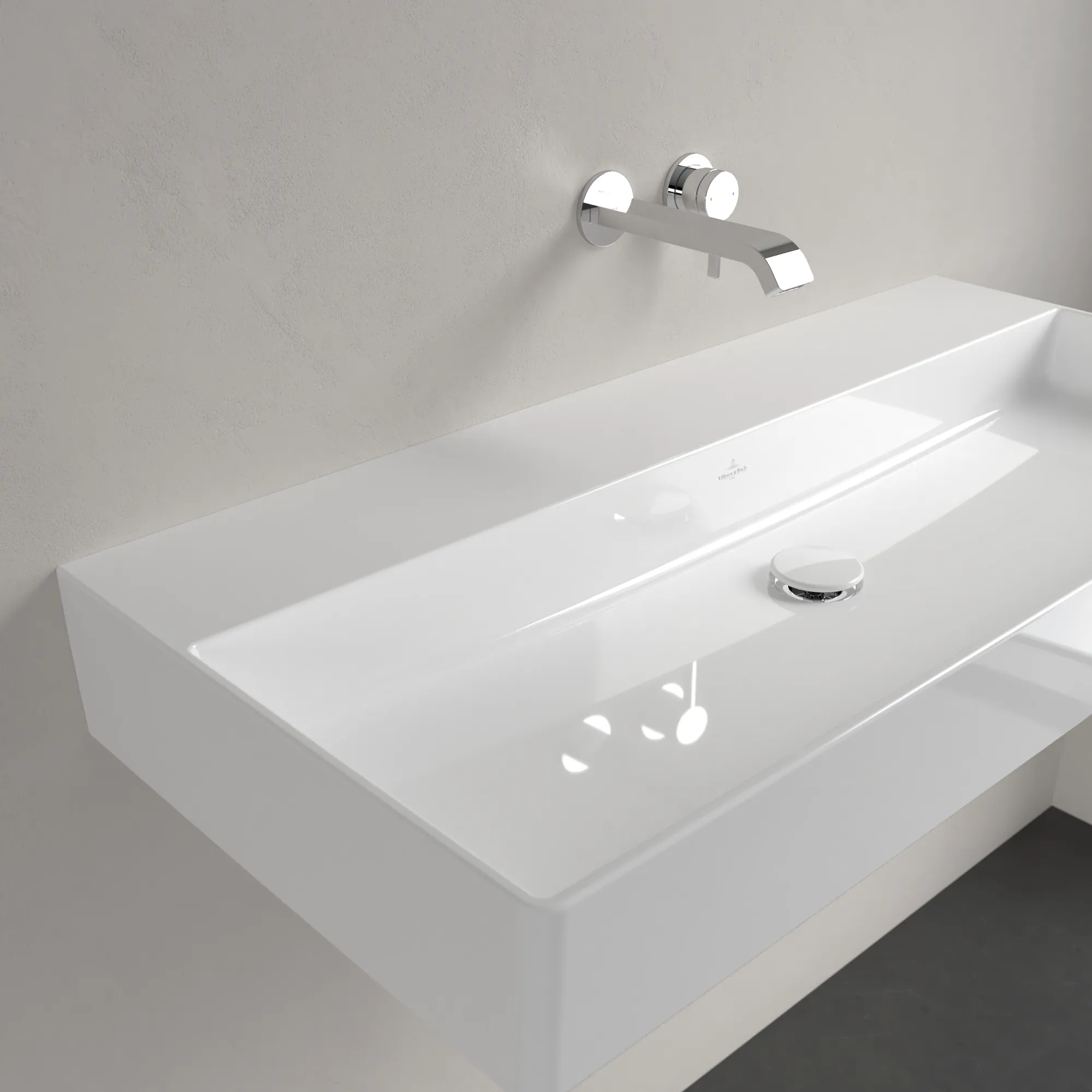 Villeroy & Boch Wandwaschtisch aus TitanCeram geschliffen „Memento 2.0“ 1000 × 470 × 135 mm, ohne Hahnlochbohrung in Weiß Alpin Villeroy & Boch Wandwaschtisch aus TitanCeram geschliffen „Memento 2.0“ 1000 × 470 × 135 mm, ohne Hahnlochbohrung in Weiß Alpin