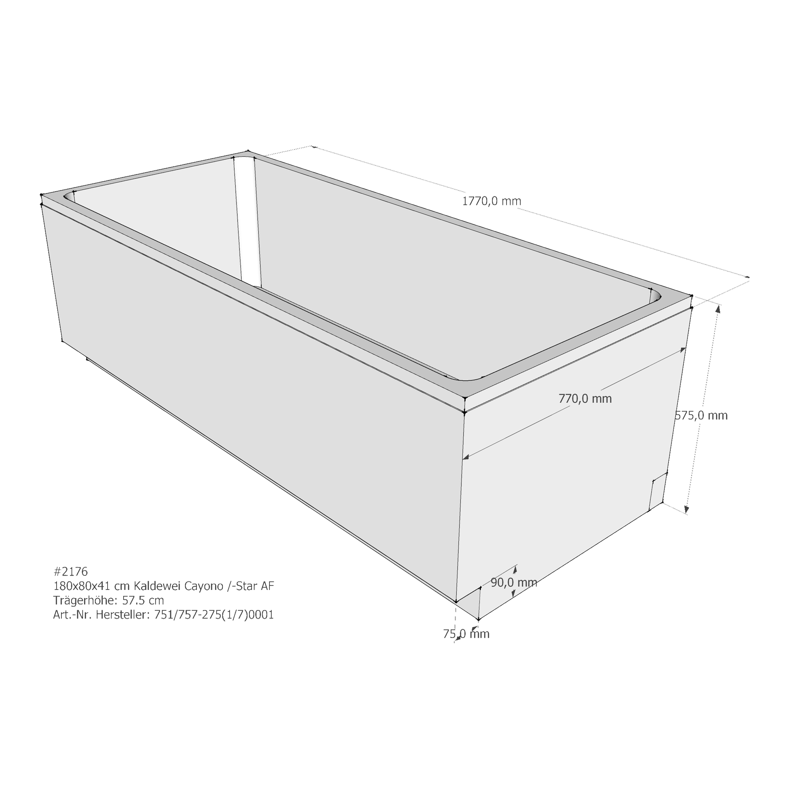 Badewannenträger für Kaldewei Cayono 180 × 80 × 41 cm Badewannenträger für Kaldewei Cayono 180 × 80 × 41 cm