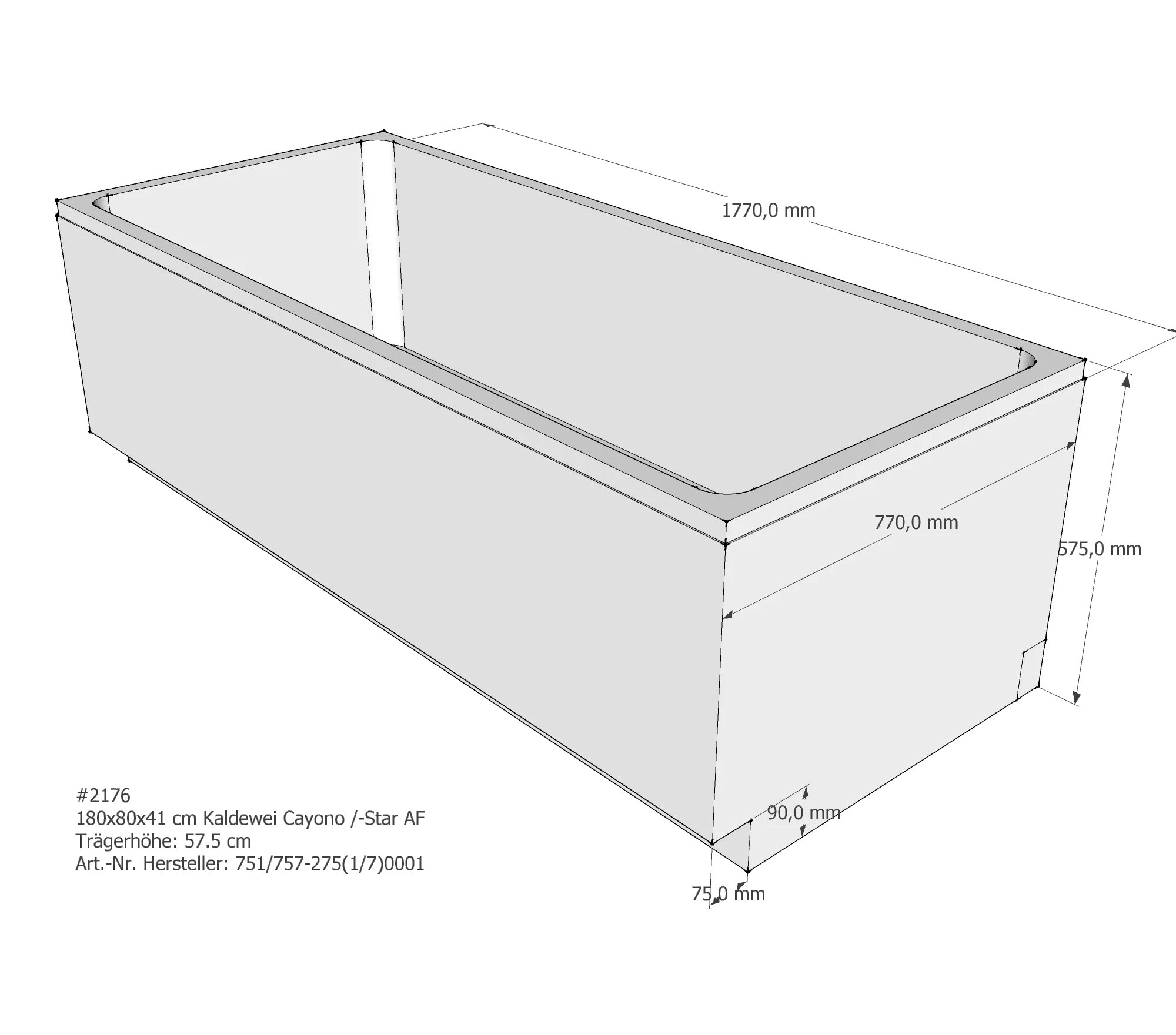 Badewannenträger für Kaldewei Cayono 180 × 80 × 41 cm Breite: 80 cm / Länge: 180 cm Badewannenträger für Kaldewei Cayono 180 × 80 × 41 cm Breite: 80 cm / Länge: 180 cm