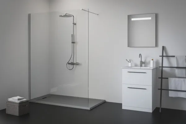 Ideal Standard Rechteck-Brausewanne Ultra Flat S i.life, 1400x800 mm, Quarzgrau, 33 mm Höhe, Bodenebener Einbau möglich