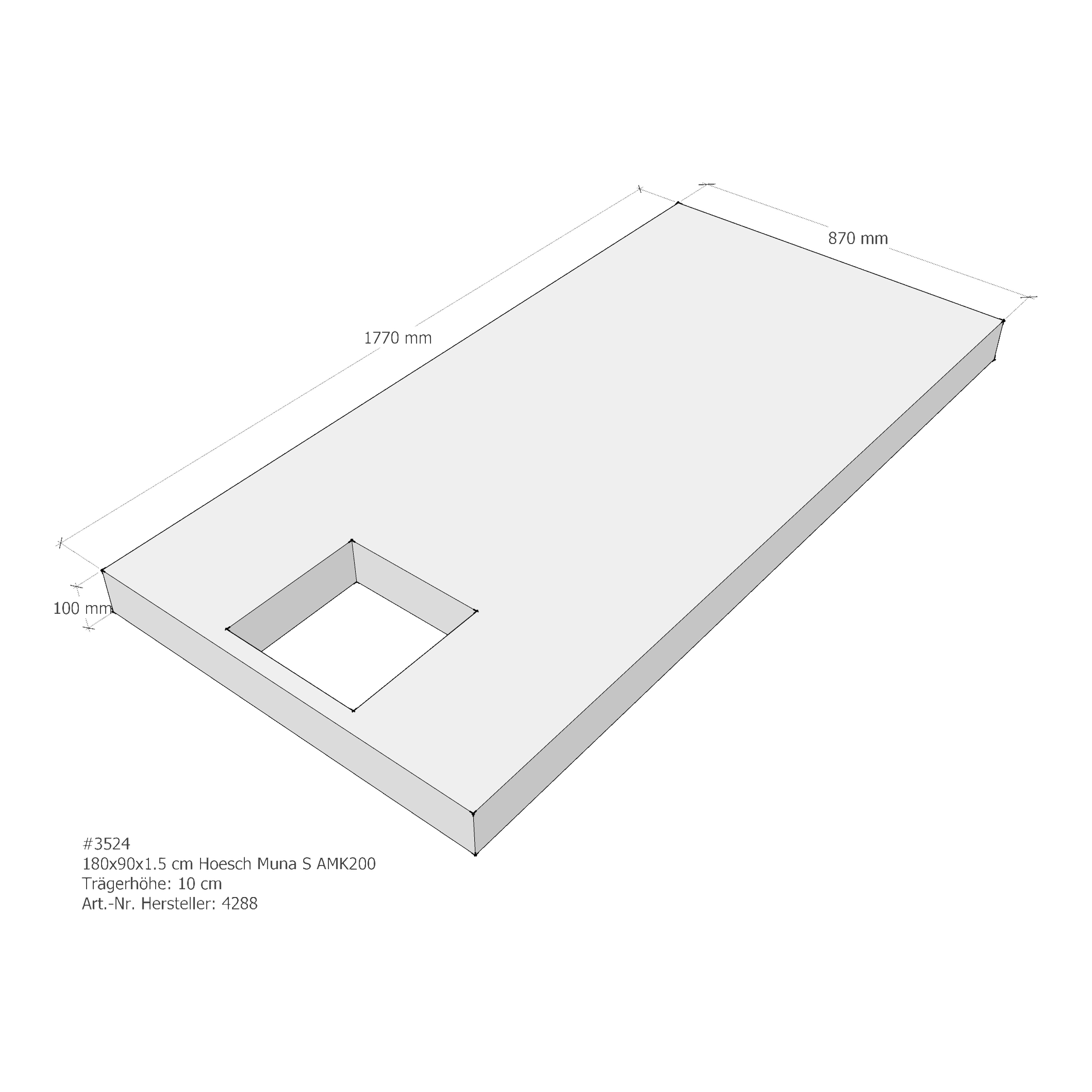 Duschwannenträger für Hoesch Muna S 180 × 90 × 1,5 cm