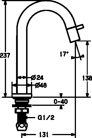 HA Einhebelmischer Waschtischbatterie HANSANOVA Style 5091 Ausladung 131 mm DN15 Chrom