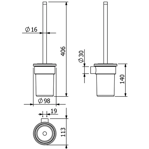 Kludi-VELA R Toilettenbürstengarnitur Brushed Gunmetal