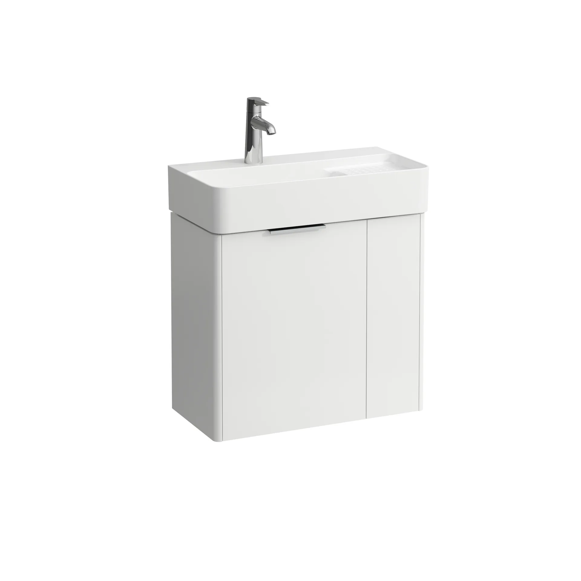 Waschtischunterbau BASE für VAL 289x584x515 2 Türen mit Griff links aluminium eloxiert für Waschtisch H815285 weiß matt Waschtischunterbau BASE für VAL 289x584x515 2 Türen mit Griff links aluminium eloxiert für Waschtisch H815285 weiß matt