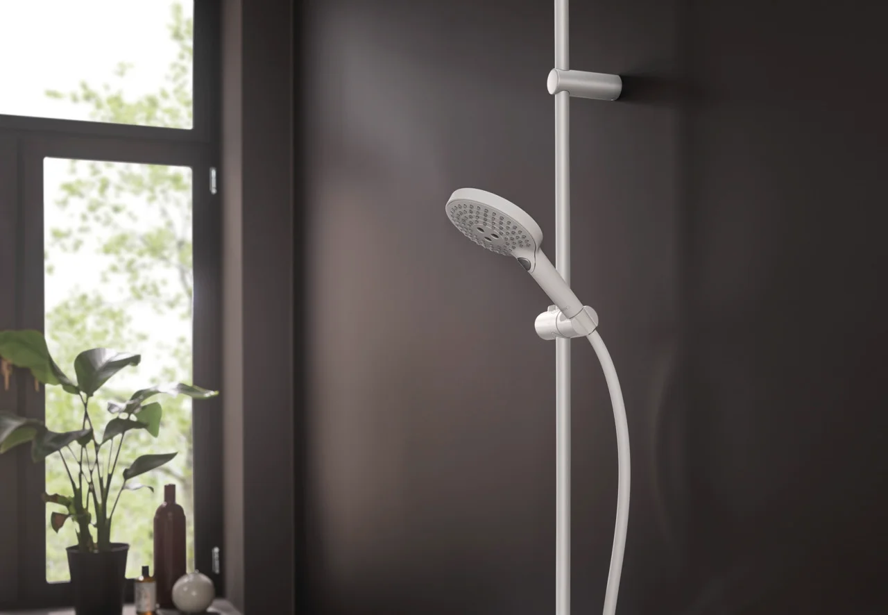 Hansgrohe Raindance Select S Showerpipe 240, PowderRain, 16 l/min, Thermostat Ecostat Comfort, Aufputzinstallation, DN15, G 1/2