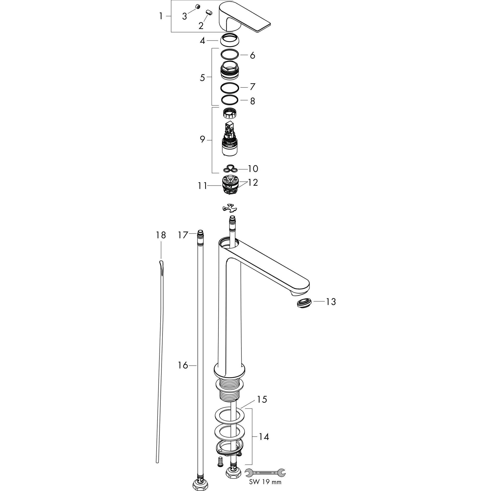 Hansgrohe Rebris E Einhebel-Waschtischmischer 240 CoolStart, Mattschwarz