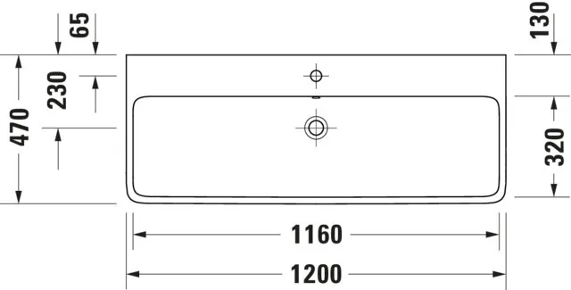 Wandwaschtisch Unterseite glasiert „Qatego“ 120 × 47 × 15 cm, Hahnlochposition mittig