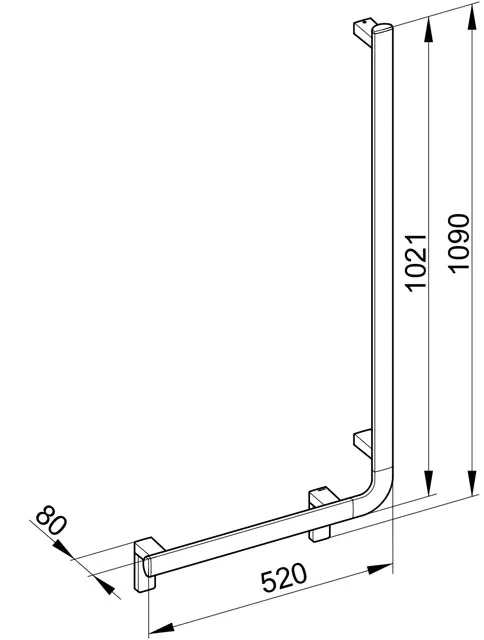 KEUCO Winkelgriff „Axess“ 520 × 1090 mm Ausführung rechts, in Verchromt