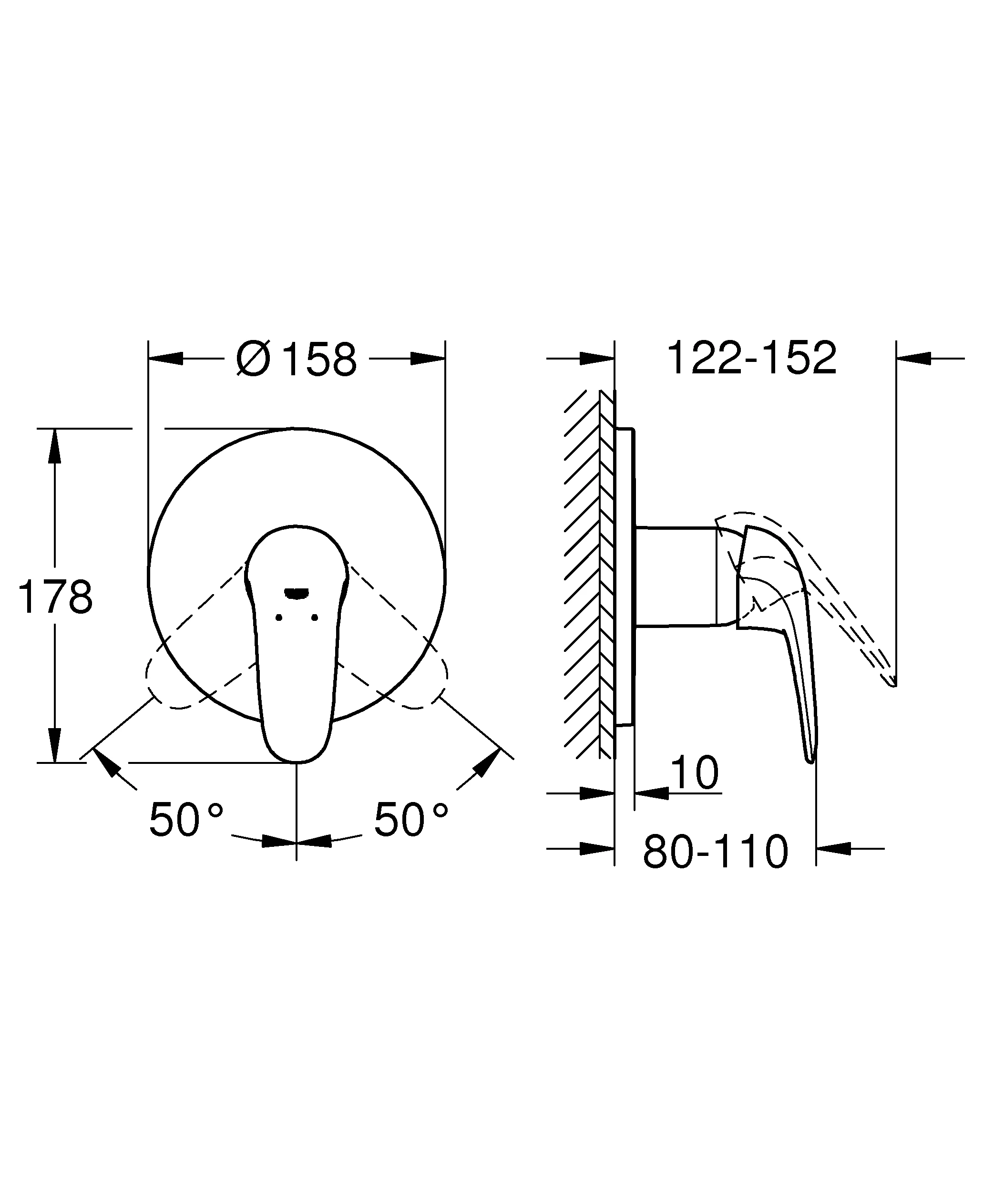 Einhand-Brausebatterie Eurostyle 24046_3, Fertigmontageset für Rapido SmartBox, Hebel geschlossen, chrom