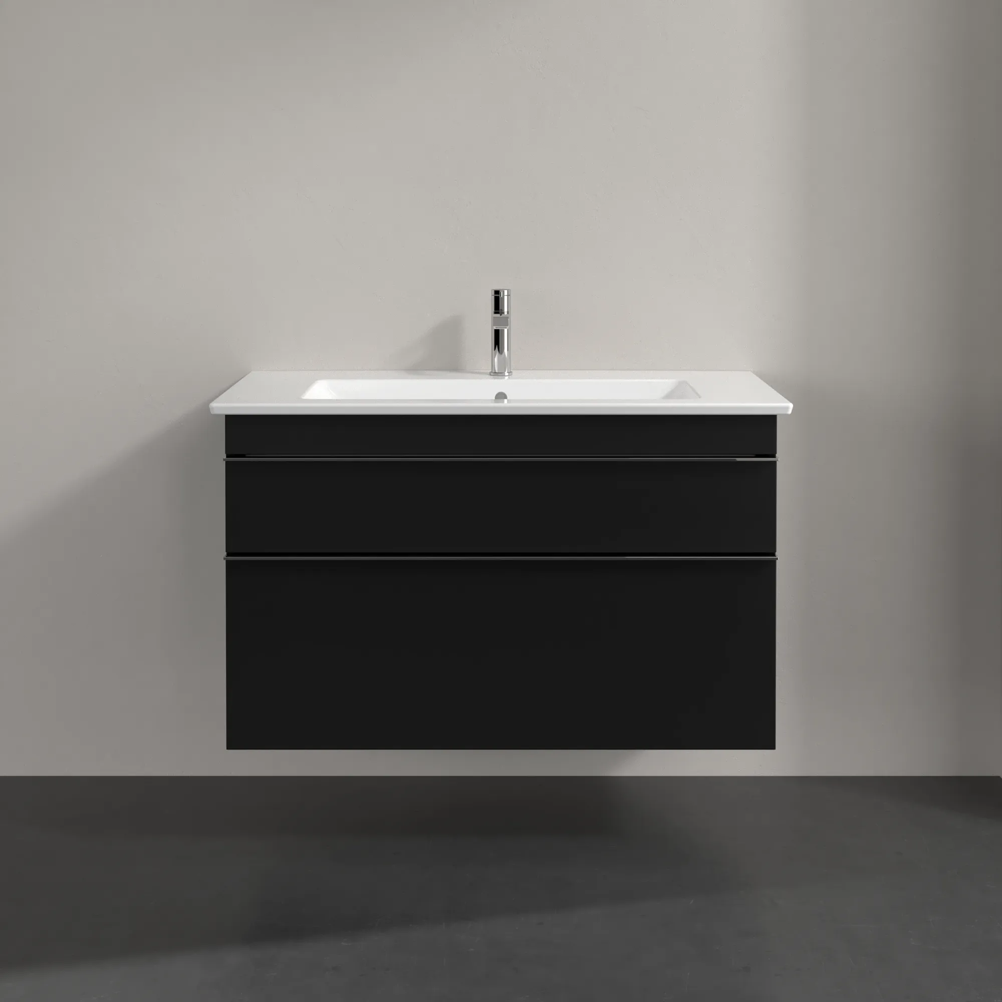 Villeroy & Boch Waschtischunterschrank „Venticello“ für Schrankwaschtisch 953 × 590 × 502 mm Volcano Black, für Becken mittig Villeroy & Boch Waschtischunterschrank „Venticello“ für Schrankwaschtisch 953 × 590 × 502 mm Volcano Black, für Becken mittig