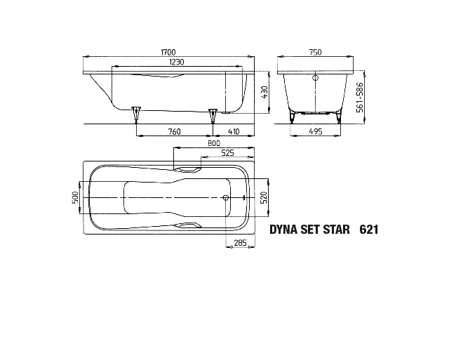 Kaldewei Badewanne „Dyna Set“ Star rechteck 170 × 75 cm, mit Grifflochbohrungen in alpinweiß Kaldewei Badewanne „Dyna Set“ Star rechteck 170 × 75 cm, mit Grifflochbohrungen in alpinweiß