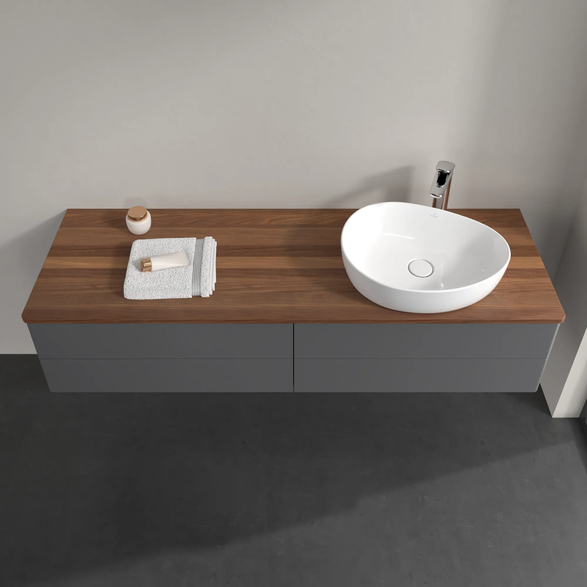 Villeroy & Boch Waschbeckenunterschrank Antao Anthracite Matt Lacquer 1600x360x500mm mit Beleuchtung und SoftClosing