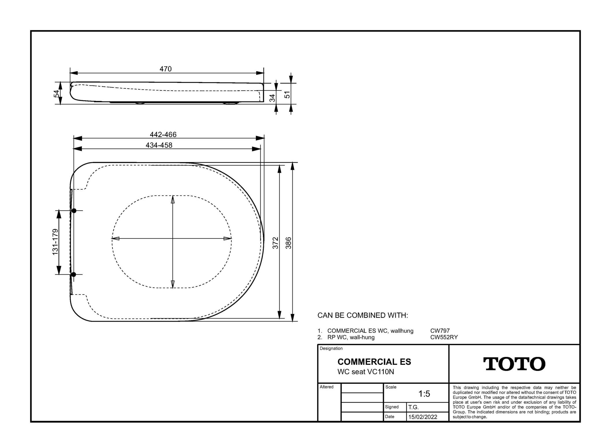 Toto WC-Sitz TOTO WC-Sitz ES, abnehmbar mit Absenkautomatik, mit Edelstahlscharnieren 386 × 53 × 470 mm