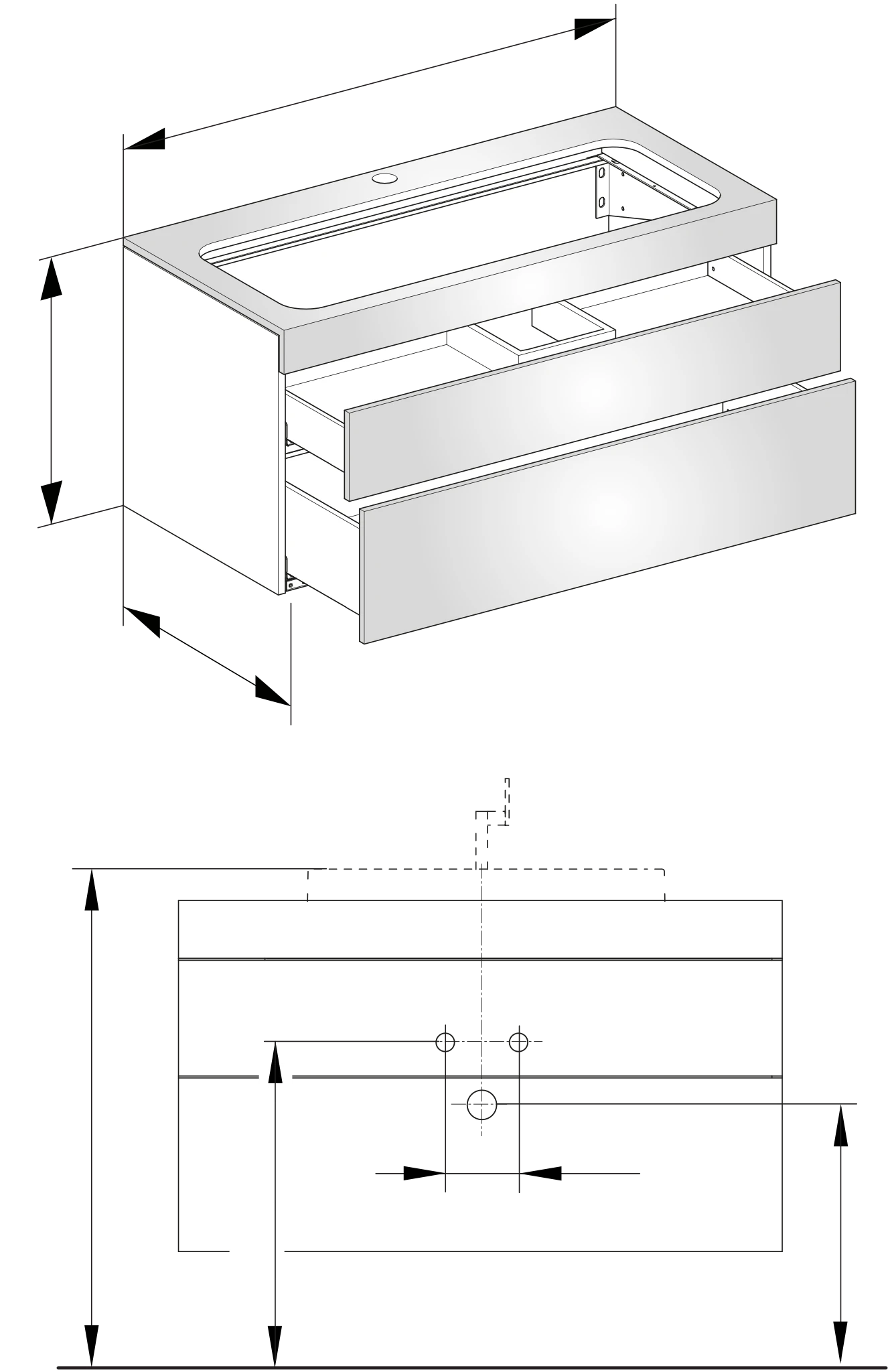 KEUCO Waschtischunterschrank „Edition 400“ Weiß (Strukturlack), Weiß (Strukturlack), mit Hahnlochbohrung, ohne Beleuchtung 1050 × 546 × 535 mm KEUCO Waschtischunterschrank „Edition 400“ Weiß (Strukturlack), Weiß (Strukturlack), mit Hahnlochbohrung, ohne Beleuchtung 1050 × 546 × 535 mm