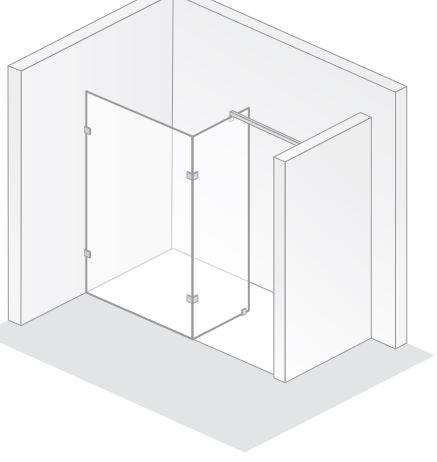 HSK rahmenlos Walk-In-Duschkabine Frontelement mit Seitenteil links „Atelier Pur“ Glas Klar hell, Sondergröße HSK rahmenlos Walk-In-Duschkabine Frontelement mit Seitenteil links „Atelier Pur“ Glas Klar hell, Sondergröße