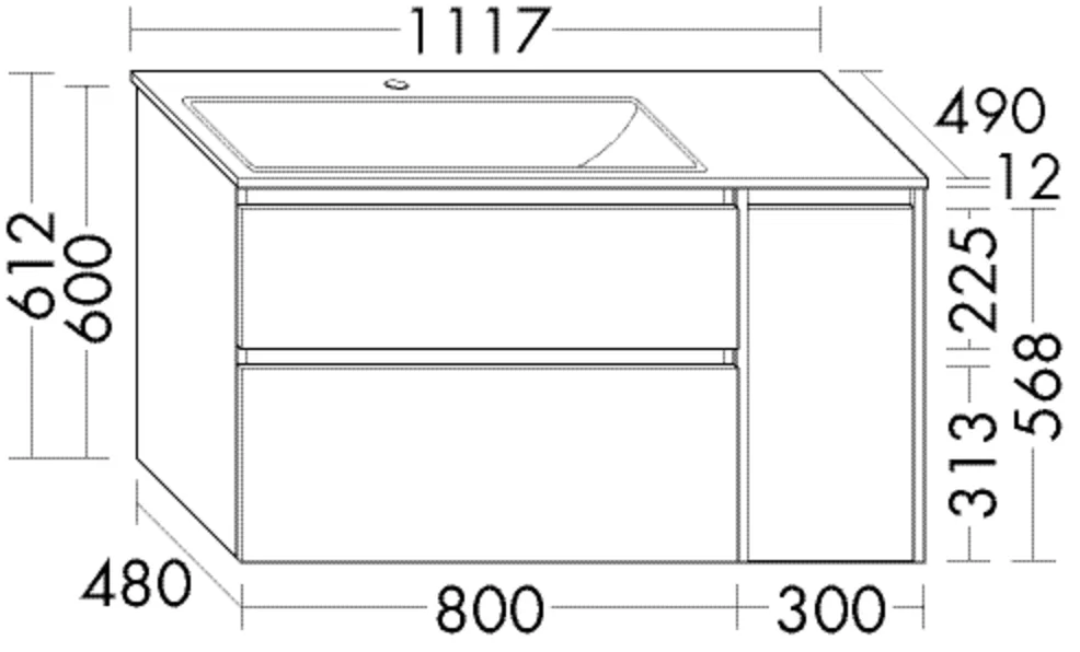 burgbad Badmöbelset „Accura“ 111,7 × 61,2 × 49 cm in Sand Hochglanz