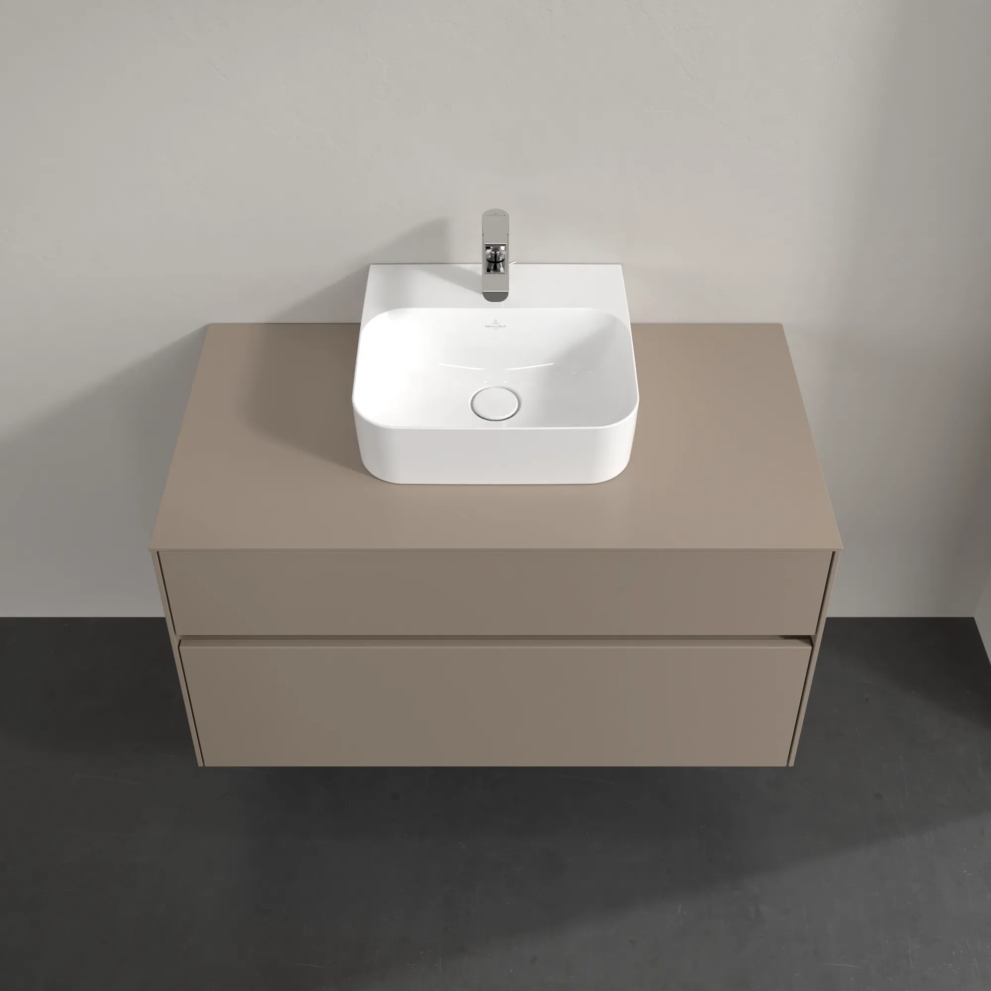 Villeroy & Boch Waschtischunterschrank „Collaro“ 1000 × 548 × 500 mm Taupe, mit Beleuchtung, für Becken mittig