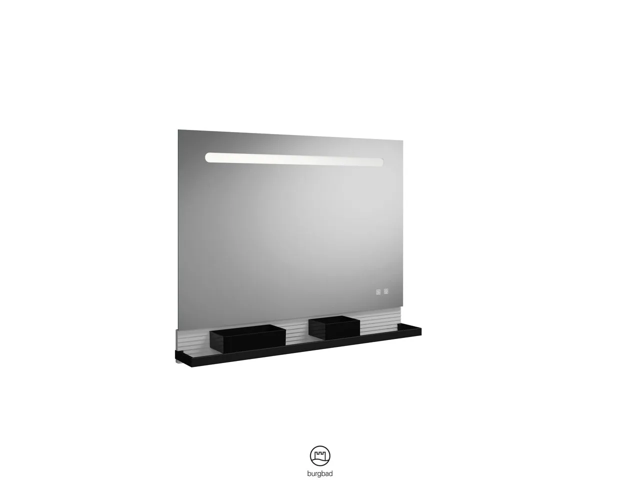 burgbad Fiumo Leuchtspiegel, 1000x817 mm, Alu-Optik, LED 5700 K, 2 USB-Ports, Spiegelheizung 38 W, IP44