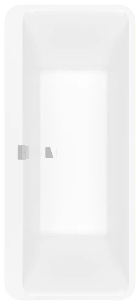 Villeroy & Boch Badewanne Squaro Edge 12 freistehend Stone White 1800 x 800 mm Höhe 620 mm Innentiefe 450 mm Quaryl glänzend Mittelablauf