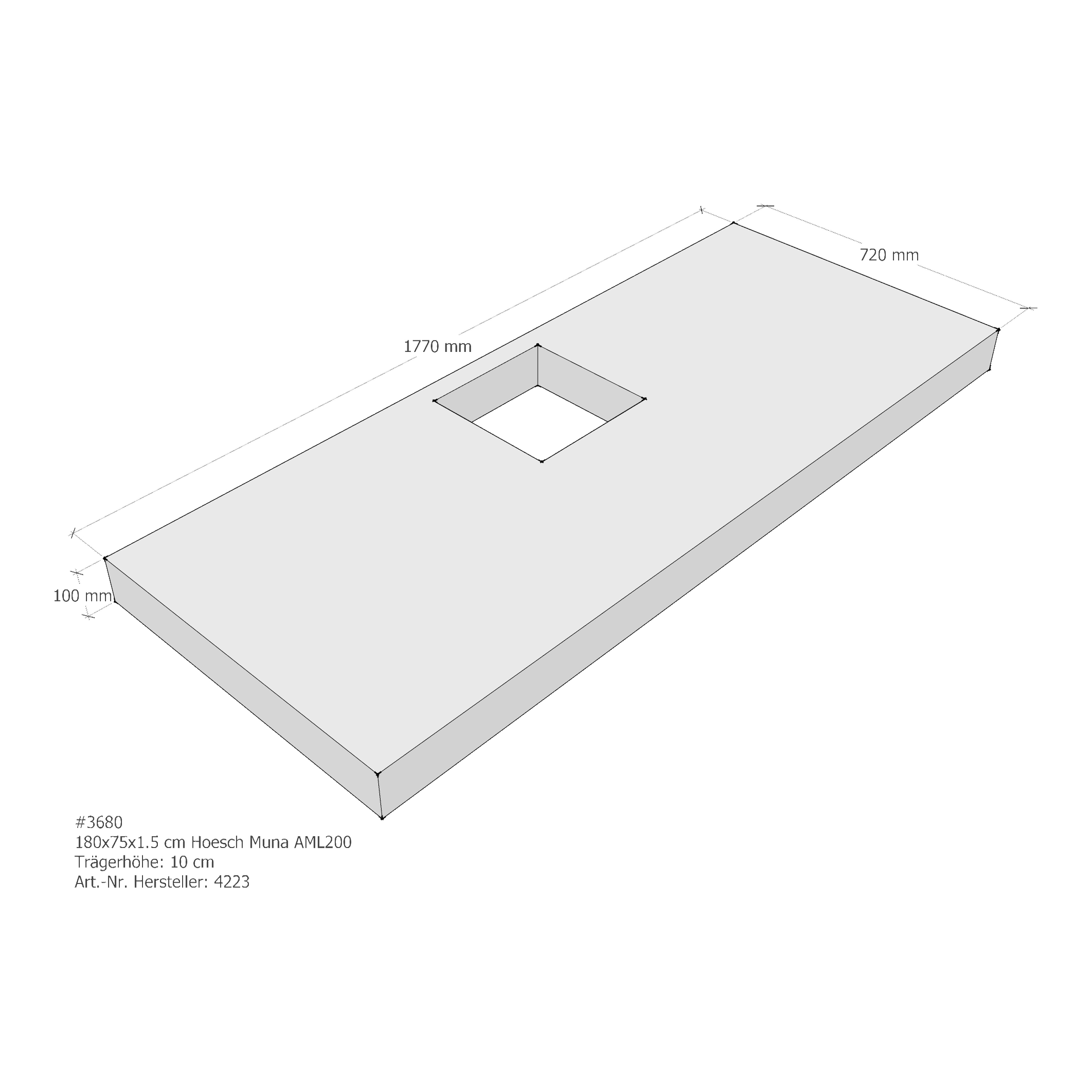 Duschwannenträger für Hoesch Muna 180 × 75 × 1,5 cm Breite: 75 cm / Länge: 180 cm Duschwannenträger für Hoesch Muna 180 × 75 × 1,5 cm Breite: 75 cm / Länge: 180 cm