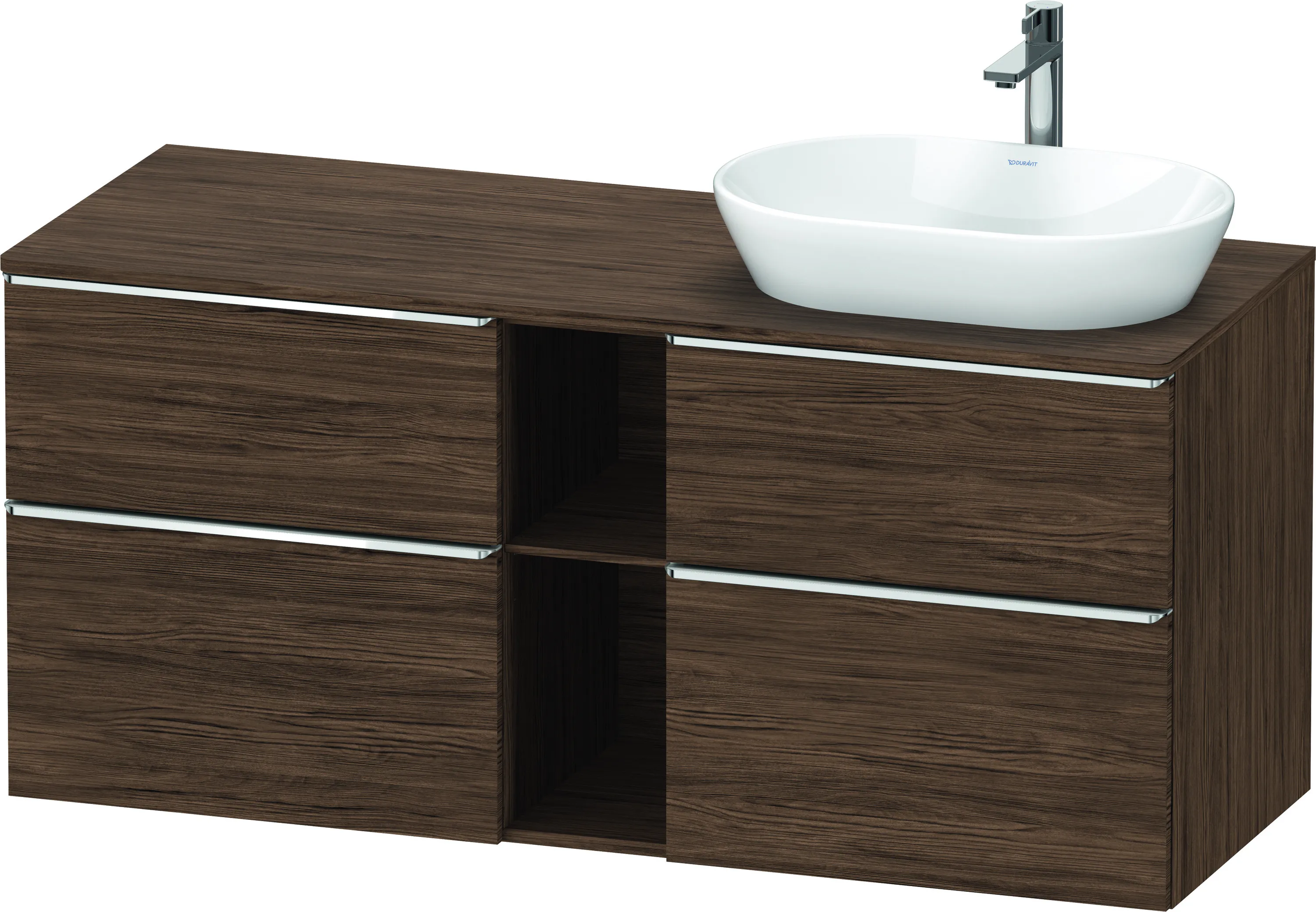 Duravit Waschtischunterschrank wandhängend „D-Neo“ 140 × 66,4 × 55 cm in Nussbaum Dunkel