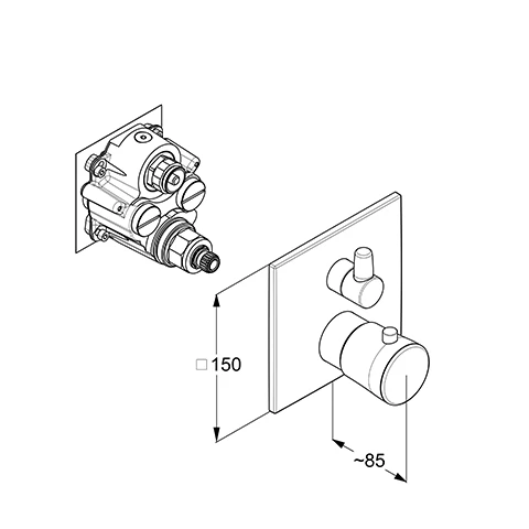 AMBA UP-THM Feinbau-Set, mit Absperr- und Umstellventil, m. Funktionseinheit für SLIM.BOXX 88022, chrom