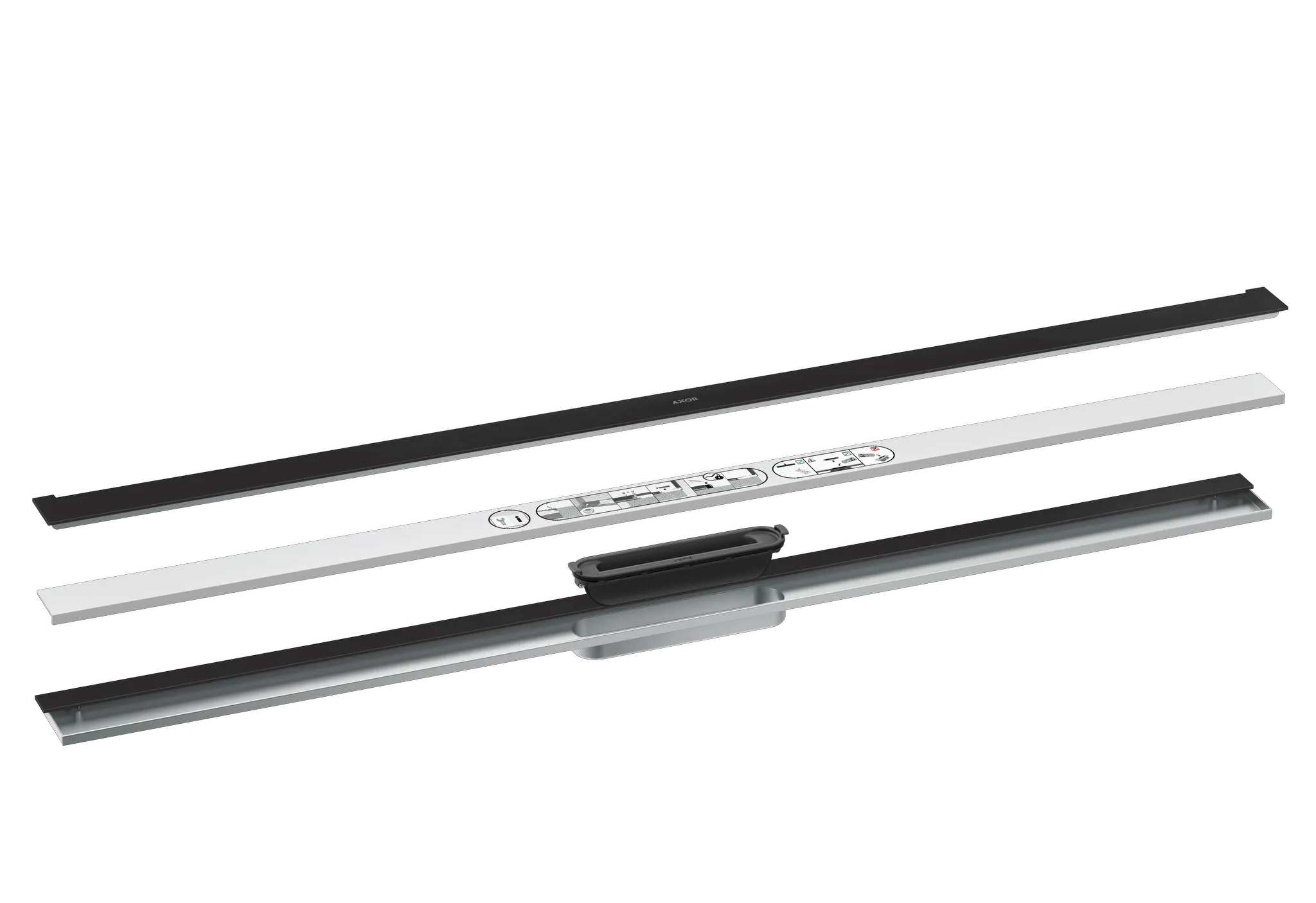 Hansgrohe AXOR Drain Fertigset Duschrinne 1200 Wandmontage, Mattschwarz Hansgrohe AXOR Drain Fertigset Duschrinne 1200 Wandmontage, Mattschwarz