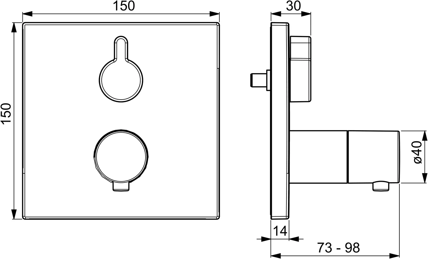 HansaVAROX Duscharmatur Wandmontage, Thermostat, Chrom