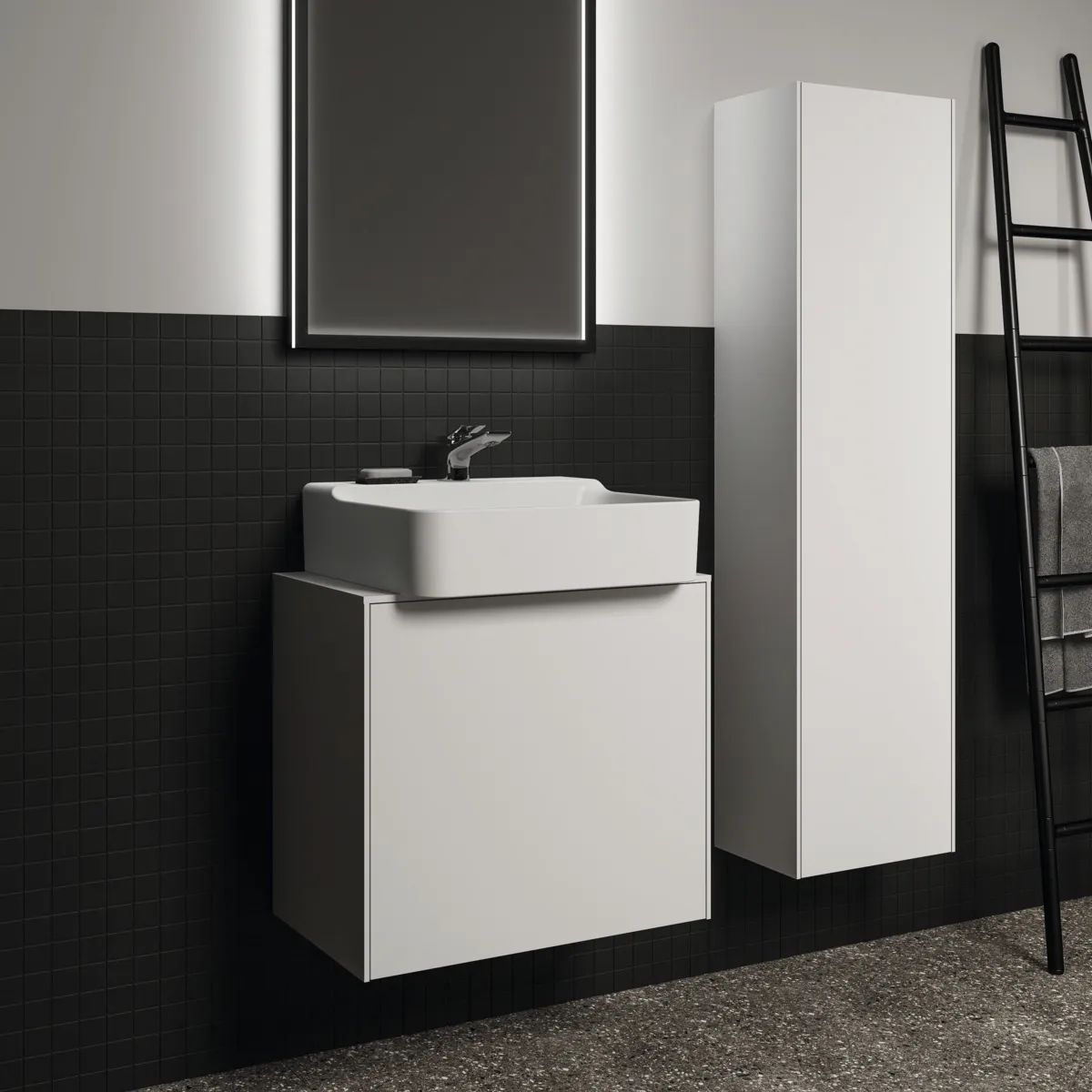 Ideal Standard Hochschrank „Conca“ 37 × 140 × 25 cm Weiß matt lackiert