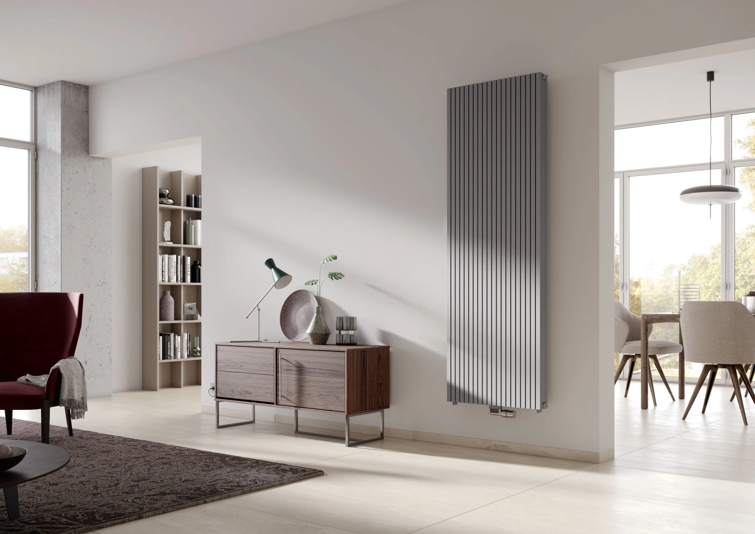 Kermi Design-Heizkörper „Carré®“ vertikal 59,5 × 200 cm in Anthracite Grey