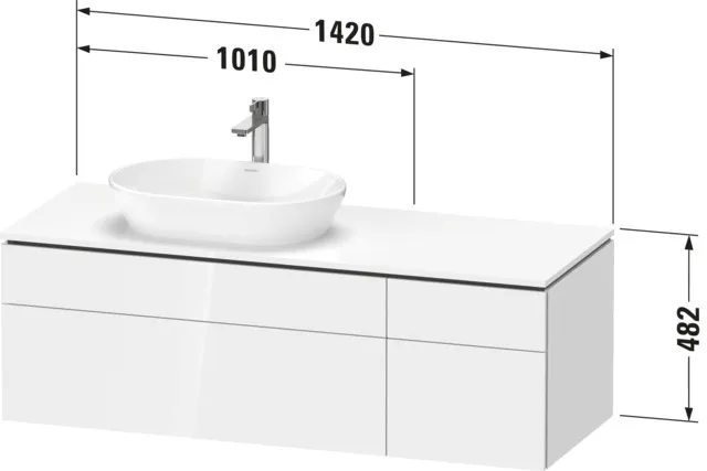 Duravit Waschtischunterschrank wandhängend „L-Cube“ 142 × 48,2 × 55 cm Weiß Supermatt, links Duravit Waschtischunterschrank wandhängend „L-Cube“ 142 × 48,2 × 55 cm Weiß Supermatt, links