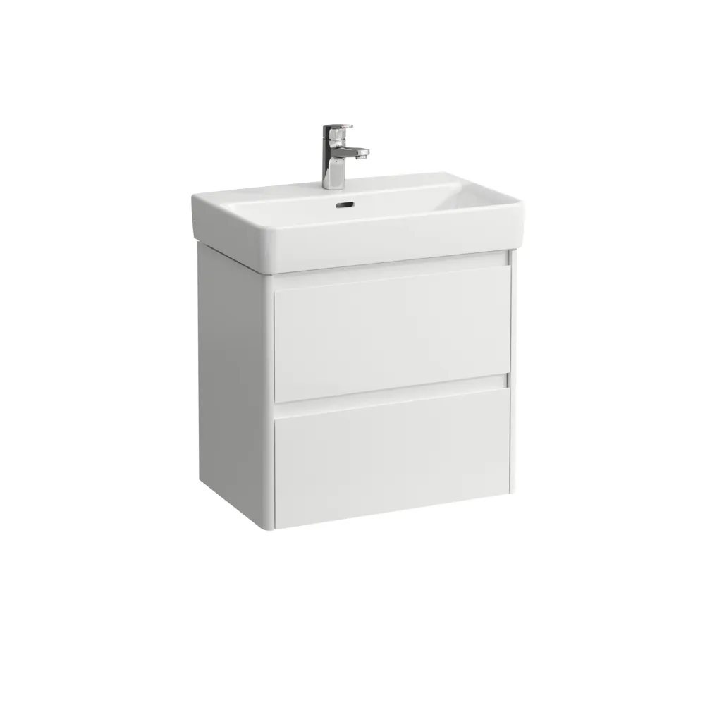 Waschtischunterbau BASE 2.0 für PRO S 361x572x515 2 Schubladen mit Griffmulde für Waschtisch H818959 COMPACT weiß matt