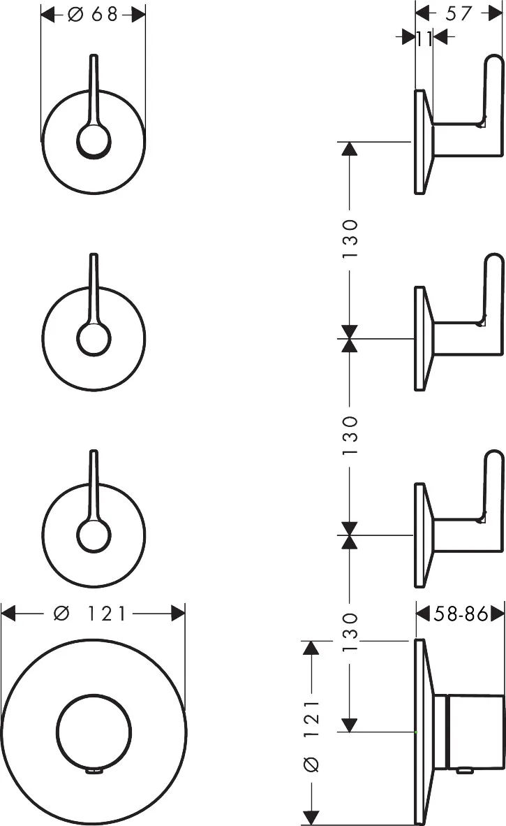 AXOR One Thermostatmodul Unterputz für 3 Verbraucher mit Hebelgriff, Chrom AXOR One Thermostatmodul Unterputz für 3 Verbraucher mit Hebelgriff, Chrom