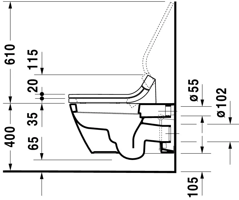 Wand-Tiefspül-WC „Starck 2“ 37,5 × 33,5 × 62 cm