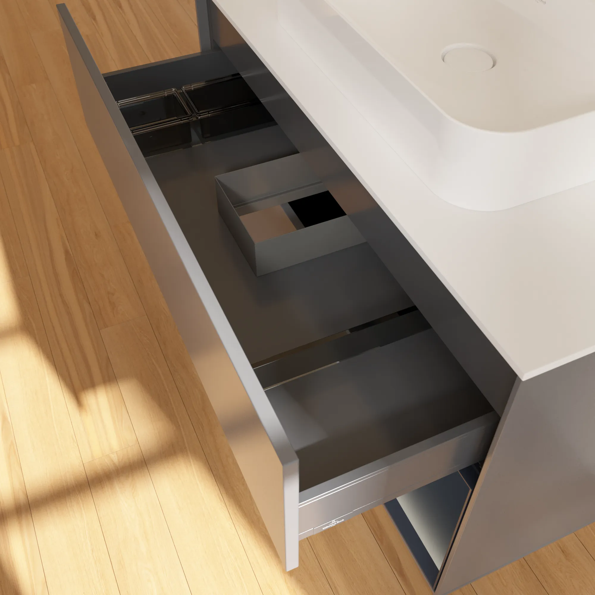 Villeroy & Boch Waschtischunterschrank „Finion“ für Schrankwaschtisch 1000 × 603 × 501 mm Anthracite Matt Lacquer, für Becken mittig