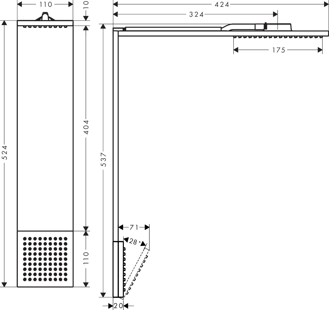 AXOR ShowerComposition Brausenmodul 110/220 1jet mit Schulterbrause Chrom AXOR ShowerComposition Brausenmodul 110/220 1jet mit Schulterbrause Chrom