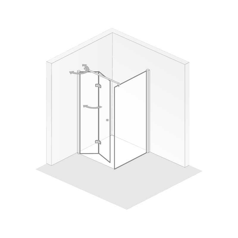 HSK teilgerahmte Drehfalttür pendelbar „Exklusiv 2.0“ für Seitenwand Glas Mattglas, Profile Alu Silber-matt, Scharniere Premium Classic, B: 900 mm H: 2000 mm